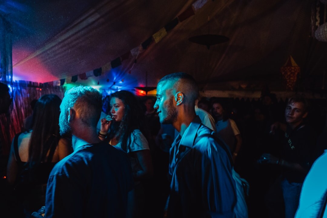 people leaving party at night